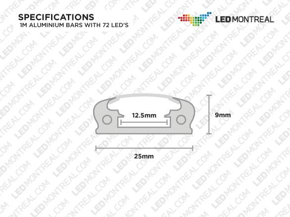 Kit de Barre LED Deluxe en U de 1m Blanc, 72 LEDs