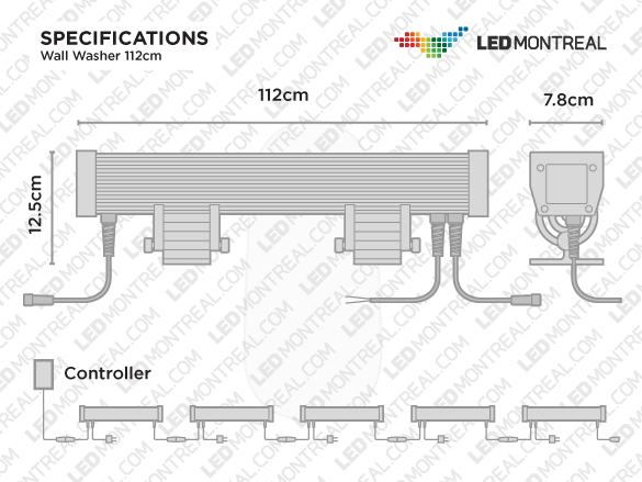 112cm 36W Indoor Outdoor RGB LED Wall Washer Bar