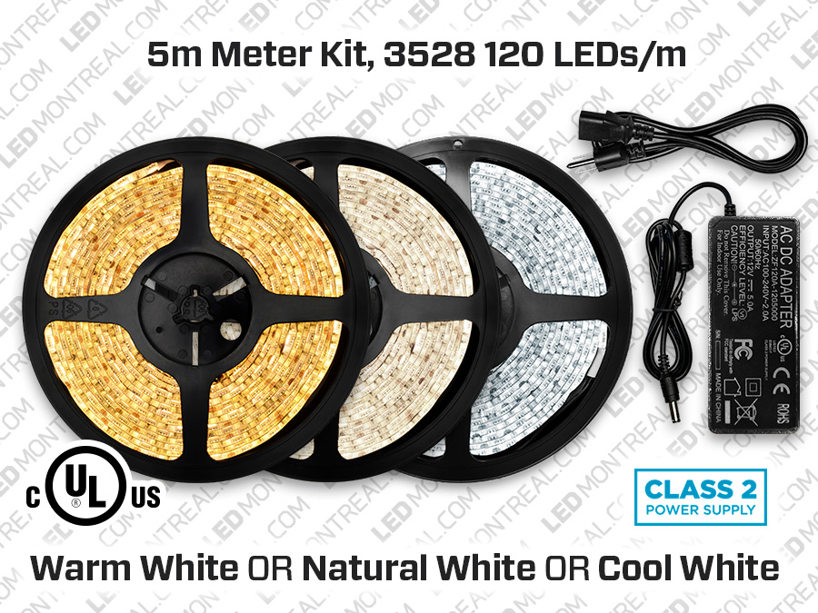 Ruban LED 12 V blanc chaud, 5 mètres, 300 LED 3528 SMD