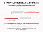 24V 5m iP67 10mm COB LED Strip for Sauna - White - Features: Included Connections