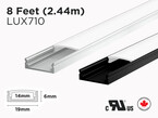 Profilé d’aluminium mince en U de 8 pieds pour ruban LED (LUX710)Profilé d’aluminium mince en U de 8 pieds pour ruban LED (LUX710)