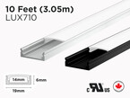 Profilé d’aluminium en U de 10 pieds pour ruban LED (LUX710)