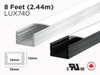 Profilé d’aluminium en U intérieur pour ruban LED - 8 pieds (LUX740)