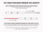 Ruban LED iP65+ 12V 3528 Couleur Unique à 120 LEDs/m - 1.2m (4') (Ruban seul)