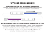 Ruban LED iP65+ 12V RGB 5050 Haute intensité à 60 LEDs/m - 5m (Ruban seul)