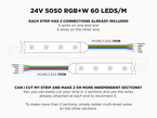 24V 5m iP65+ RGB+W 5050 LED Strip - 60 LEDs/m (Strip Only) - Features: Included Connections