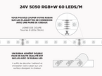 Ruban LED iP65+ 24V RGB+W 5050 à 60 LEDs/m - 5m (Ruban seul)