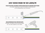 Ruban LED iP20 24V RGB+W 5050 à 60 LEDs/m - 7.5m (Ruban seul)