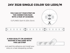 24V 25m iP20 3528 White LED Strip - 120 LEDs/m (Strip Only)