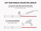 24V 25m iP20 3528 White LED Strip - 180 LEDs/m (Strip Only), Color-Temperature : 3000K Warm White, 3 image