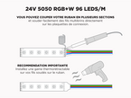 Ruban LED iP20 24V RGB+W 5050 à 96 LEDs/m - 5m (Ruban seul)