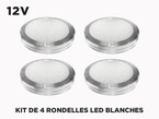 Ensemble de 4 rondelles LED blanches ultra minces pour dessous d’armoires