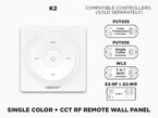 1 Zone RF Removable Magnetic Wall Remote for Single Color and CCT LED Strip (K2)