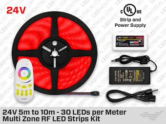 24V 5m to 10m iP65+ High Output RGB 5050 LED Strip Kit - 30 LEDs/m