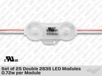 Set of 25 Double 2835 LED Samsung Modules ( 0.72w per Module )