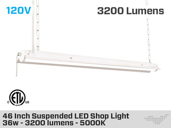 46 inch LED Shop Light 50W - 5000 Lumens
