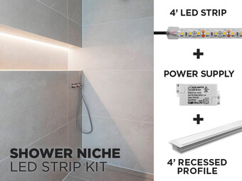 Kit de Ruban LED pour niche de douche. iP65+ 12V – 1.2m avec profilé LUX745