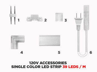 120V Accessories for Single Color LED Strip 39 LEDs/m