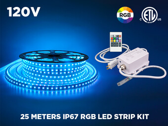 120V RGB LED Strip Kit with IR controller – 25 Meter