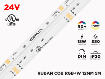 Ruban LED COB 12mm iP20 24V RGBW – 5m