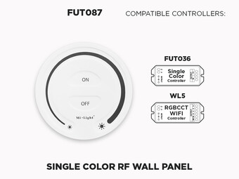 1 Zone RF Wall Remote for Single Color LED Strip (FUT087)