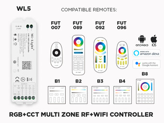 WL5 - 5 in 1 Wi-Fi Controller for LED Strips - Alexa and Google Assistant