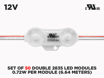 Set of 50 Double 2835 LED Samsung Modules ( 0.72w per Module )