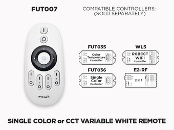 4 Zone RF Remote Single Color or CCT Variable White (FUT007)