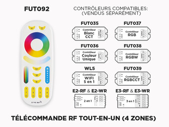 Télécommande RF 4 zones pour tous les types de Rubans LED (FUT092)