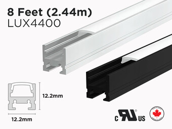 Profilé d’aluminium en U intérieur de 8 pieds pour ruban LED (LUX4400)