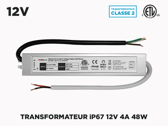 Transfo LED Intérieur Extérieur iP67 12V 4A (48W)