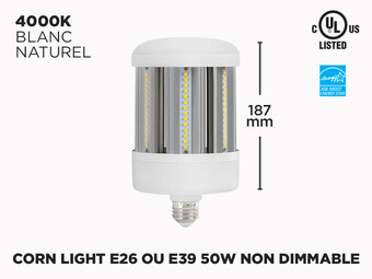 Ampoule LED Corn Light E26 50W - Non Dimmable