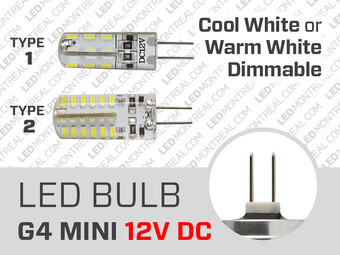 LED Bulb MINI G4 12V 1.5 to 3 Watts Dimmable