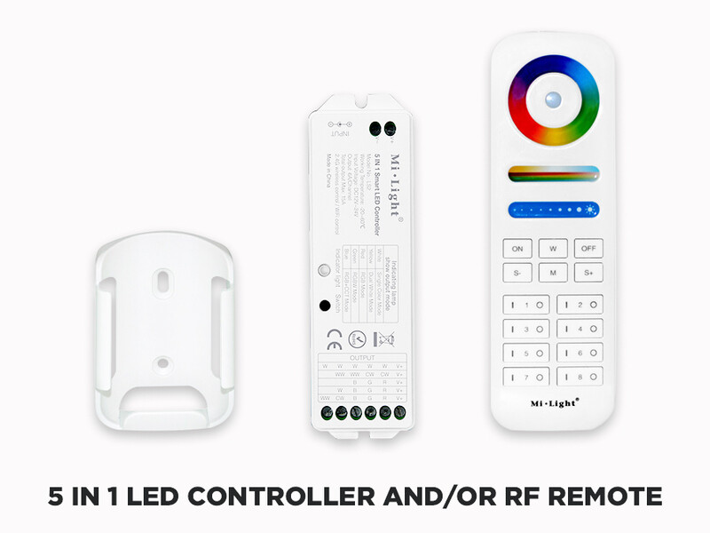 5 in 1 RF Multi Zone Remote and Controller for LED Strips (8 Zones)