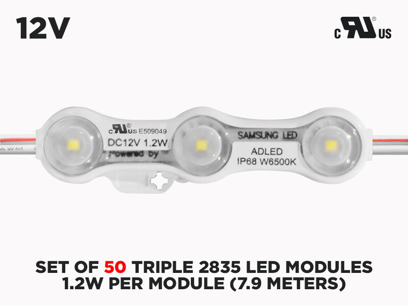 Set of 50 Triple 2835 LED Samsung Modules ( 1.2w per Module )