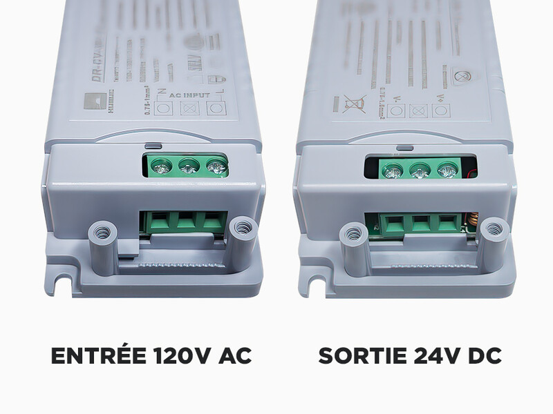 Diagramme Entree Sortie Transformateur 24V Branchement Direct pour Ruban LED