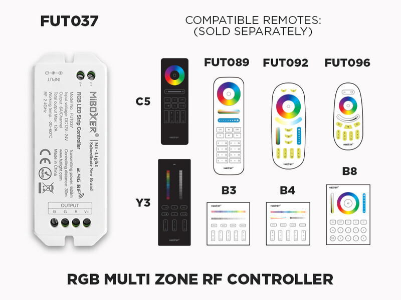 1 to 8 Zones Self repeating RF RGB LED controller - FUT037 (Upgraded)