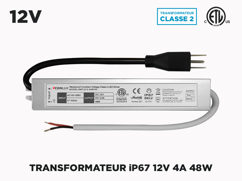 Transfo LED Intérieur Extérieur 12V iP67 48W (4A)