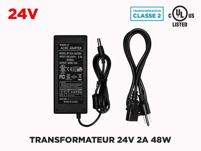 Transfo 24V 2A (48W) pour Rubans LED