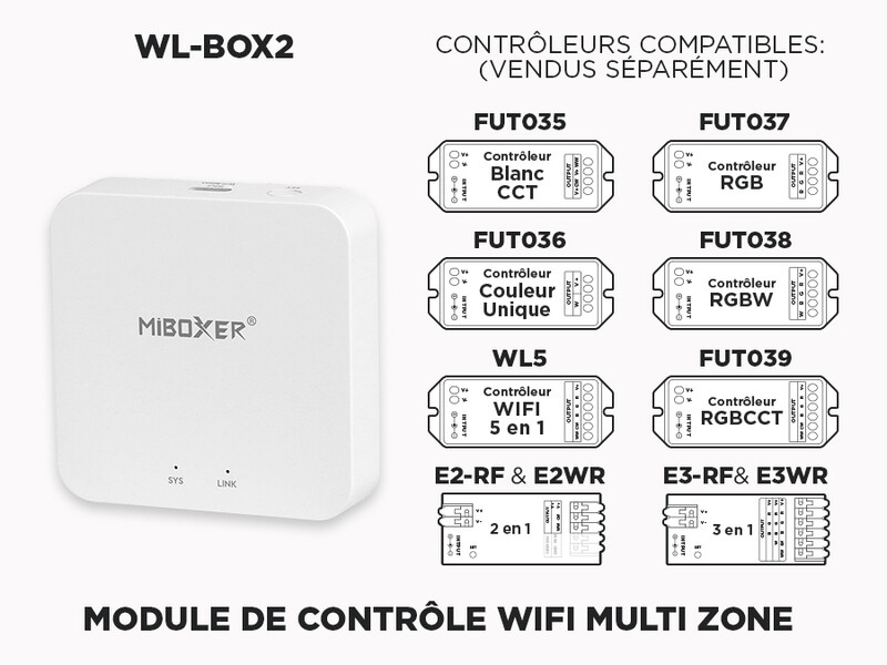 WL-Box2 - Module de contrôle Wifi pour Contrôleurs LED Multi Zone