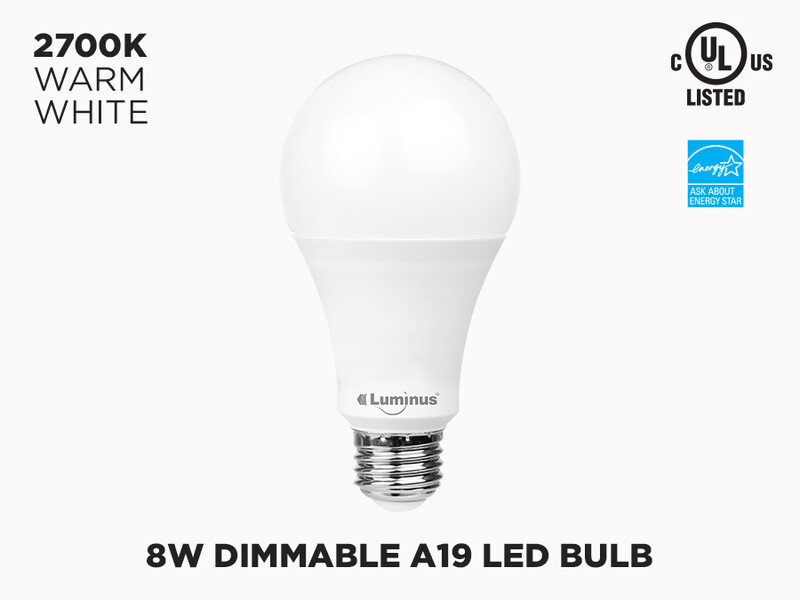 A19 8W Dimmable E26 LED Light Bulb