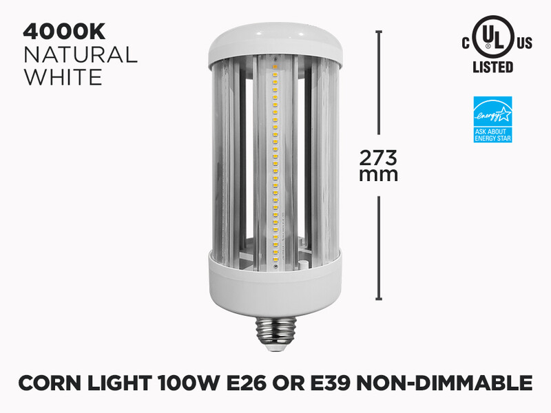 Corn Light 100W E26 or Mogul LED Light Bulb - Non Dimmable