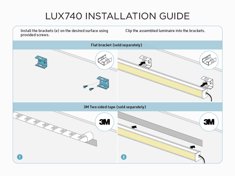 8 feet interior and exterior aluminum U shape profile for LED Strip (LUX740)