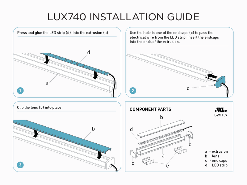 4 feet interior and exterior aluminum U shape profile for LED Strip (LUX740)