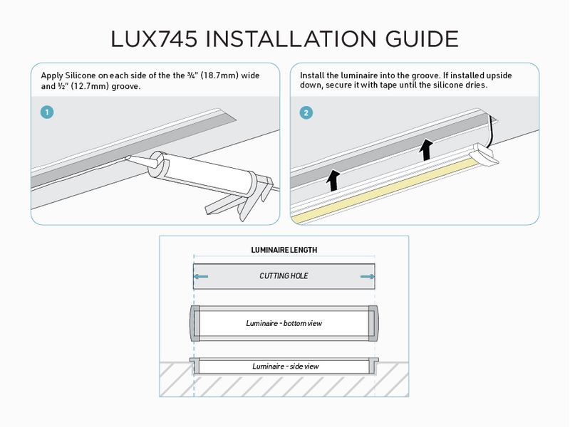 8 feet interior and exterior aluminum U shape profile for LED Strip (LUX745)