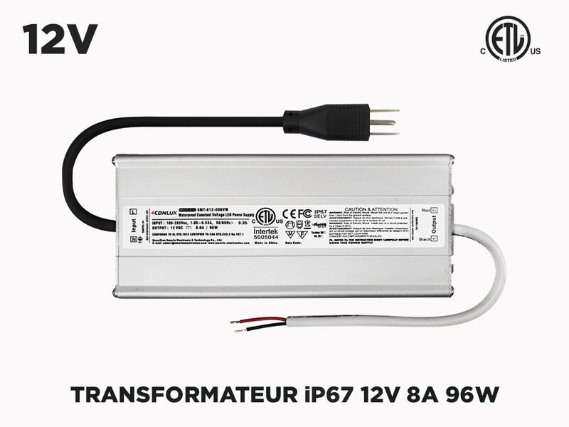 Transfo Intérieur Extérieur iP67 12V 8A (96W)